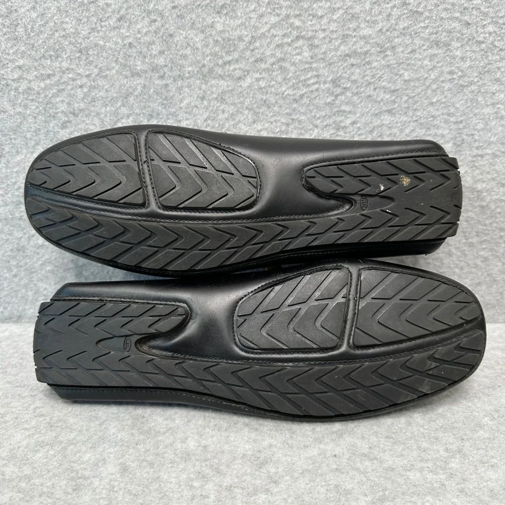 T.B. Phelps Mens Black Leather Driving Loafers Mahogany Trim Size 10.5 M 16611